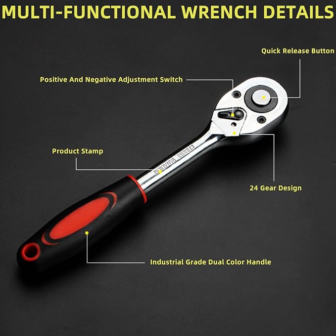 46-Piece Socket Wrench Set — ¼-Inch Drive Metric