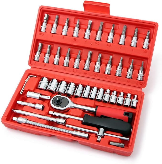 46-Piece Socket Wrench Set — ¼-Inch Drive Metric