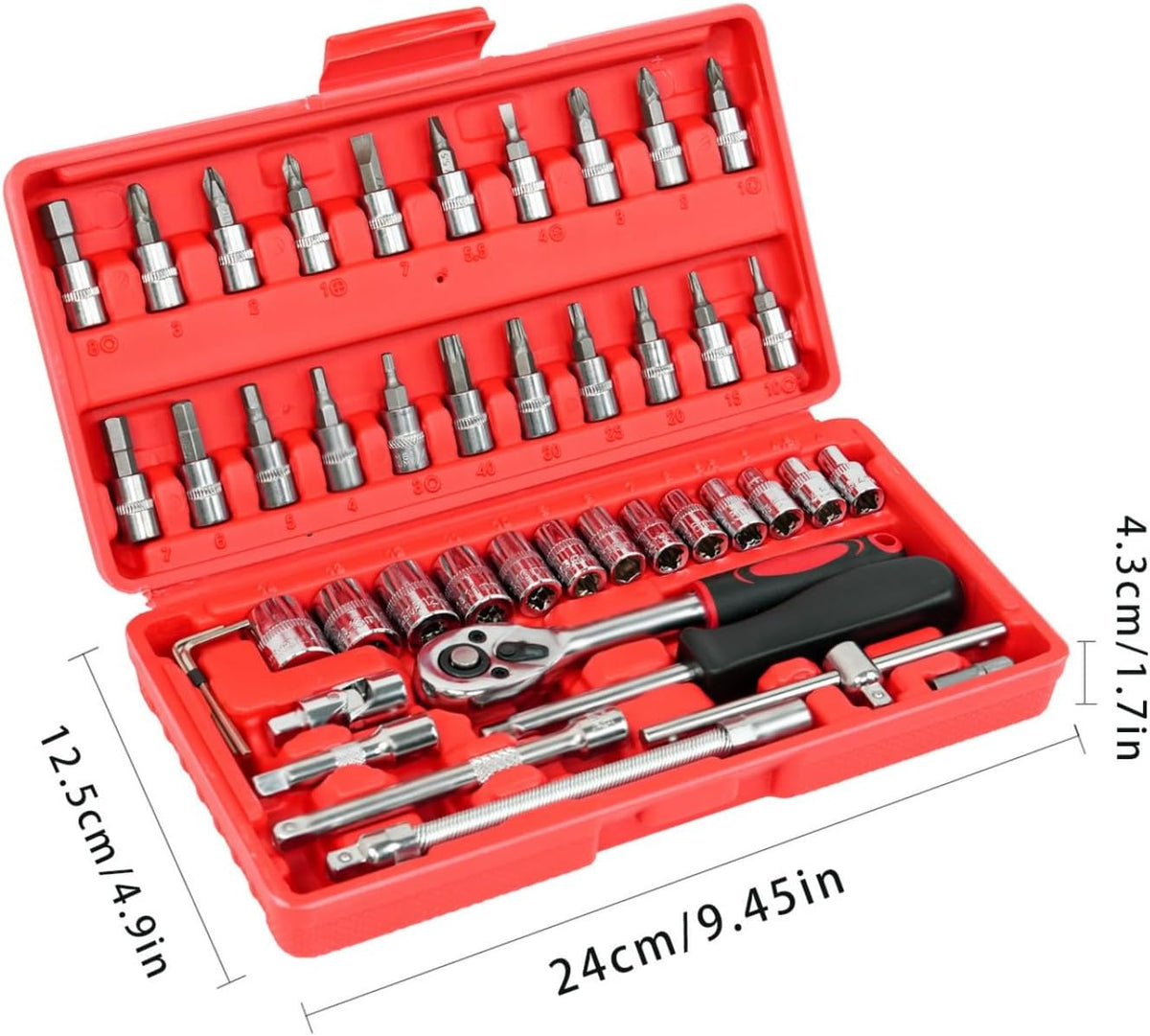 46-Piece Socket Wrench Set — ¼-Inch Drive Metric
