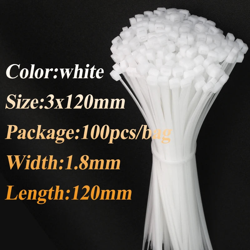 100-Piece Heavy Duty Nylon Cable Ties