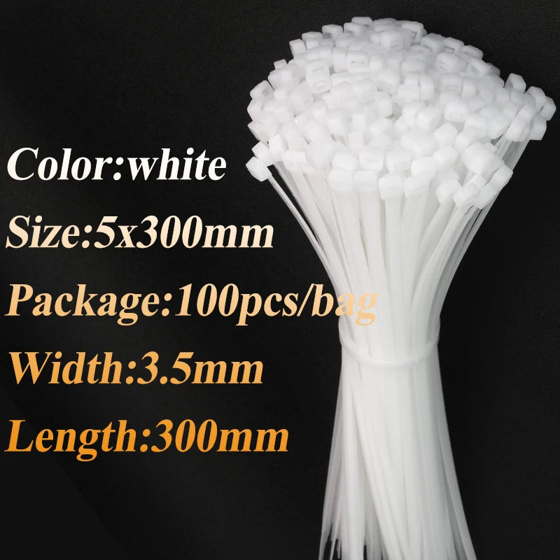 100-Piece Heavy Duty Nylon Cable Ties