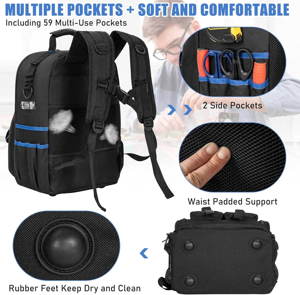 Heavy Duty Electrician Tool Backpack