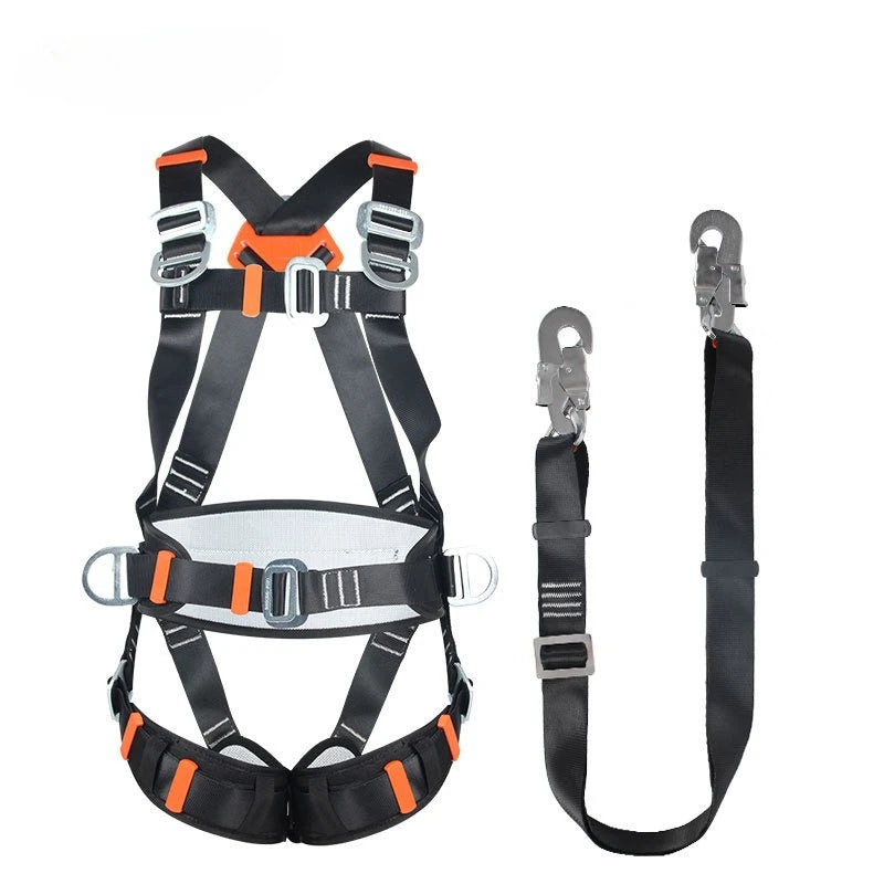 Professional 5-Point Full Body Safety Harness with Lanyard