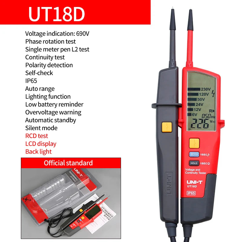 UNI-T UT18B / UT18D Voltage & Continuity Tester – 690V