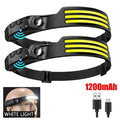 COB LED Rechargeable Headlamp – Motion Sensor USB Head Torch