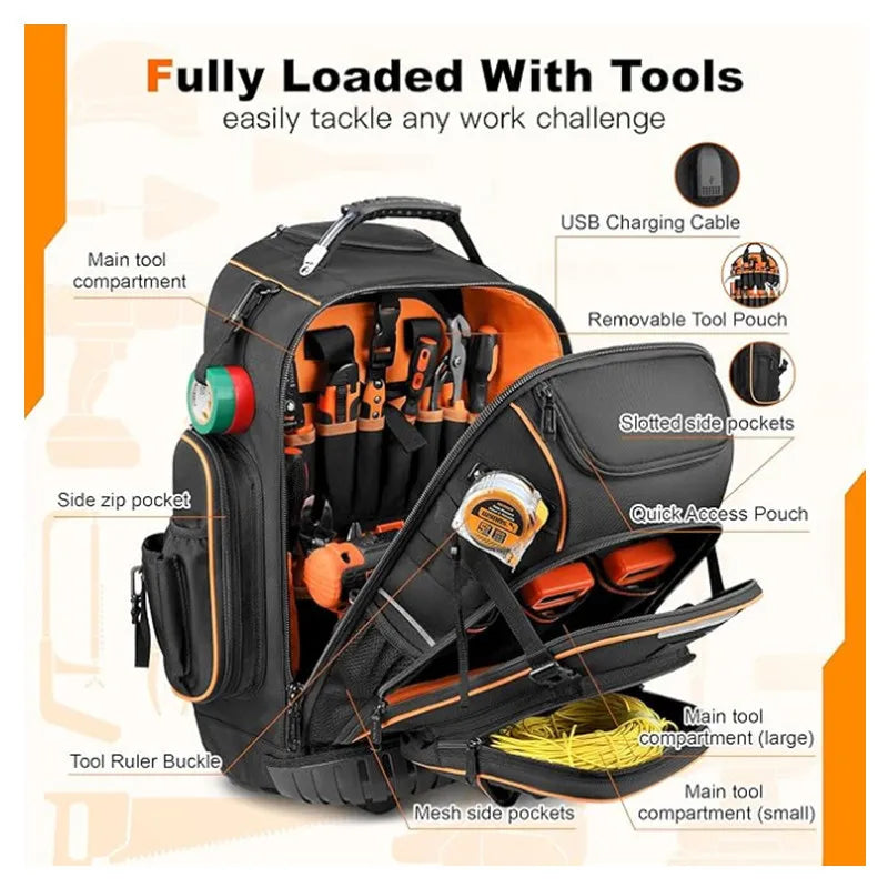 Heavy Duty Rolling Tool Backpack