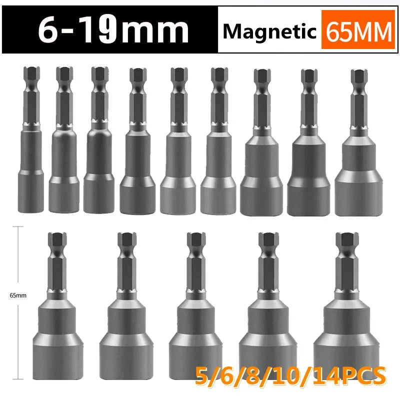 6–19mm Magnetic Nut Driver Bit Set