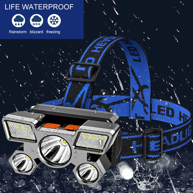 USB Rechargeable 5 LED Headlamp – Portable Work & Outdoor Head Torch