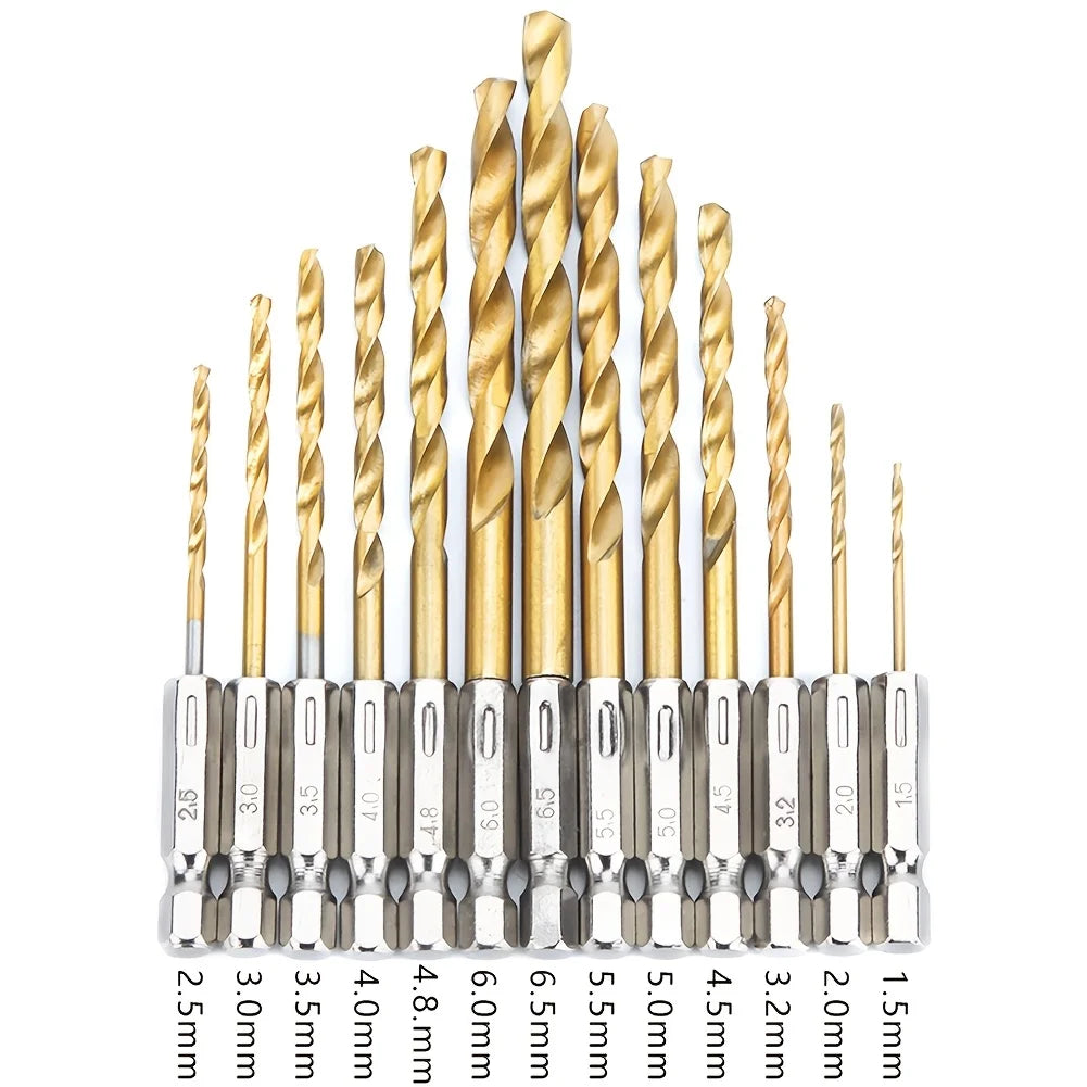 13-Piece Titanium HSS Drill Bit Set