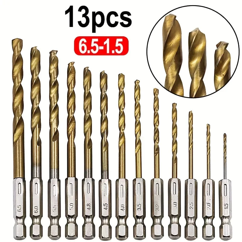 13-Piece Titanium HSS Drill Bit Set