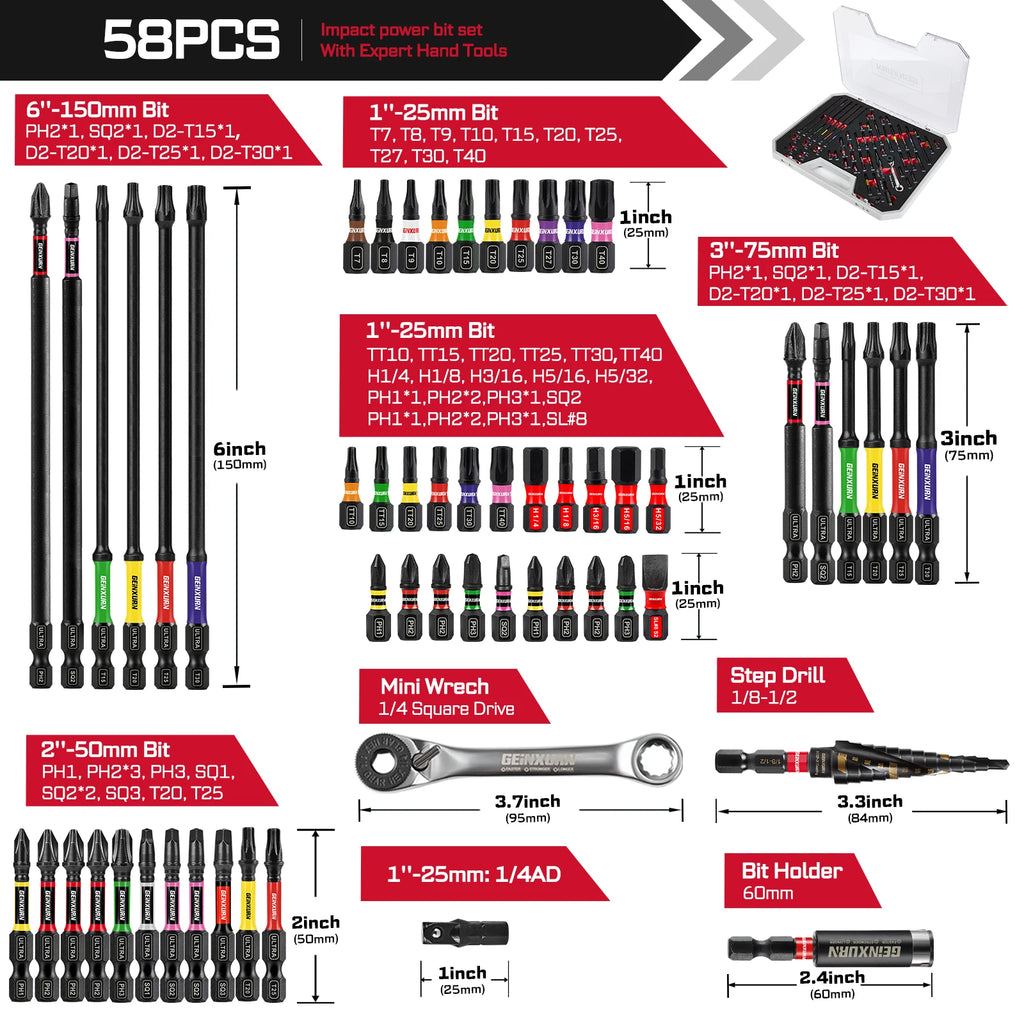 58-Piece Impact Screwdriver Bit & Socket Tool Set