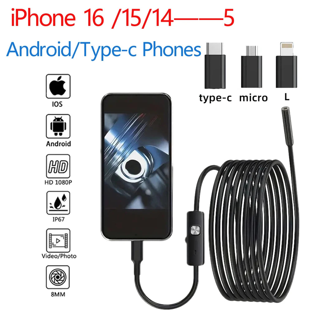 HD 1920P USB Endoscope Inspection Camera for Android & iPhone