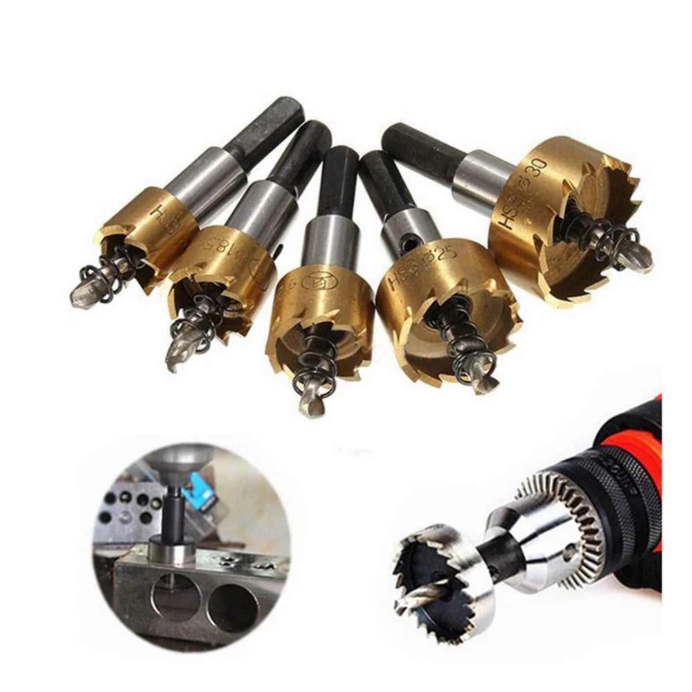5-Piece Titanium HSS Hole Saw Drill Bit Set
