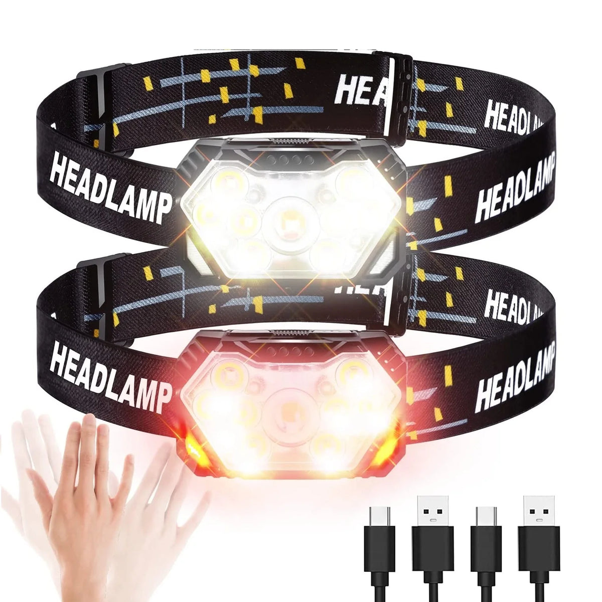 9 LED USB Rechargeable Headlamp – Motion Sensor Work Head Torch