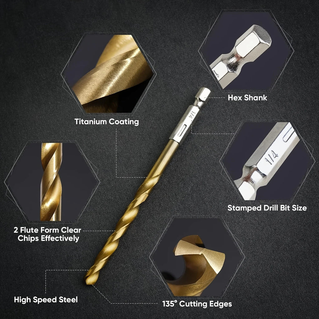 Titanium Coated HSS Drill Bit Set