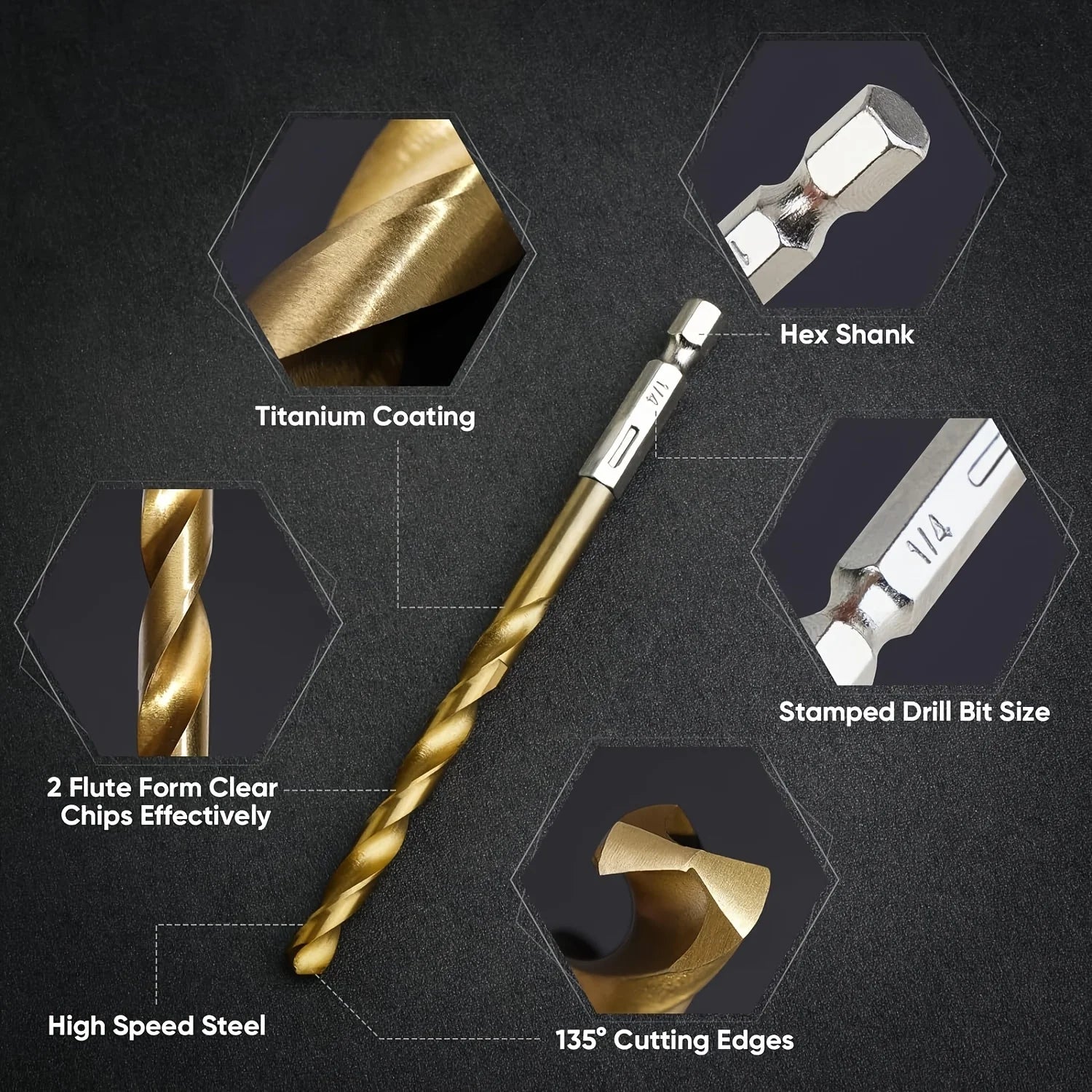 Titanium Coated HSS Drill Bit Set