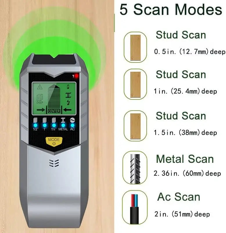 5-in-1 Wall Scanner & Stud Finder With Live Wire Detection