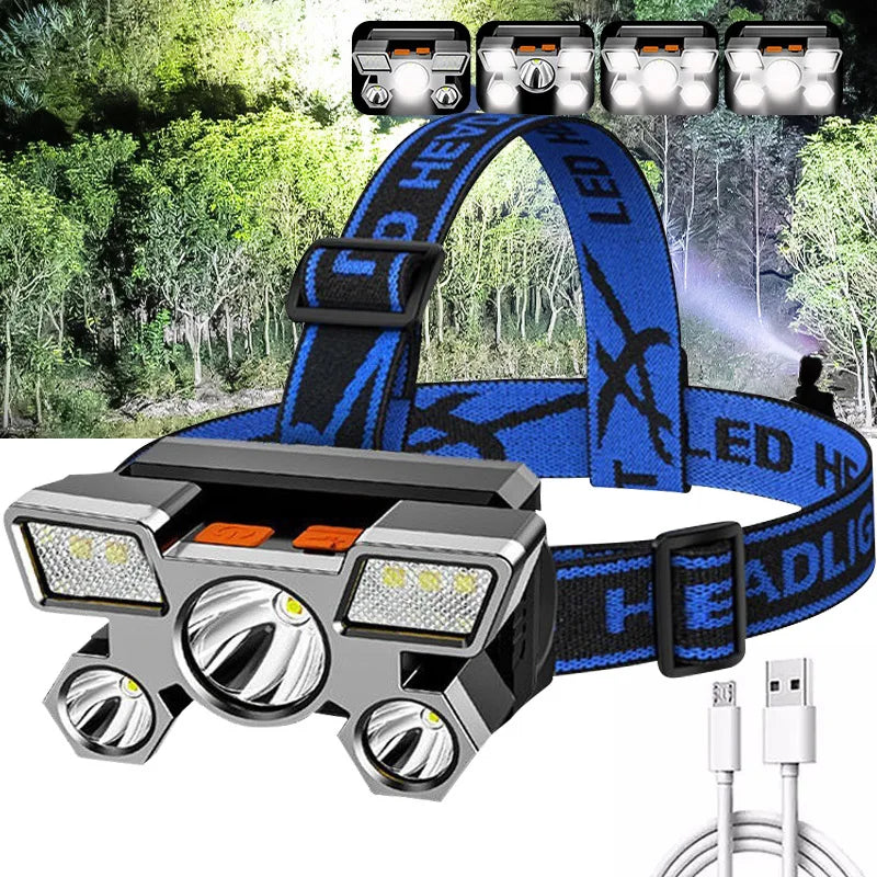 USB Rechargeable 5 LED Headlamp – Portable Work & Outdoor Head Torch