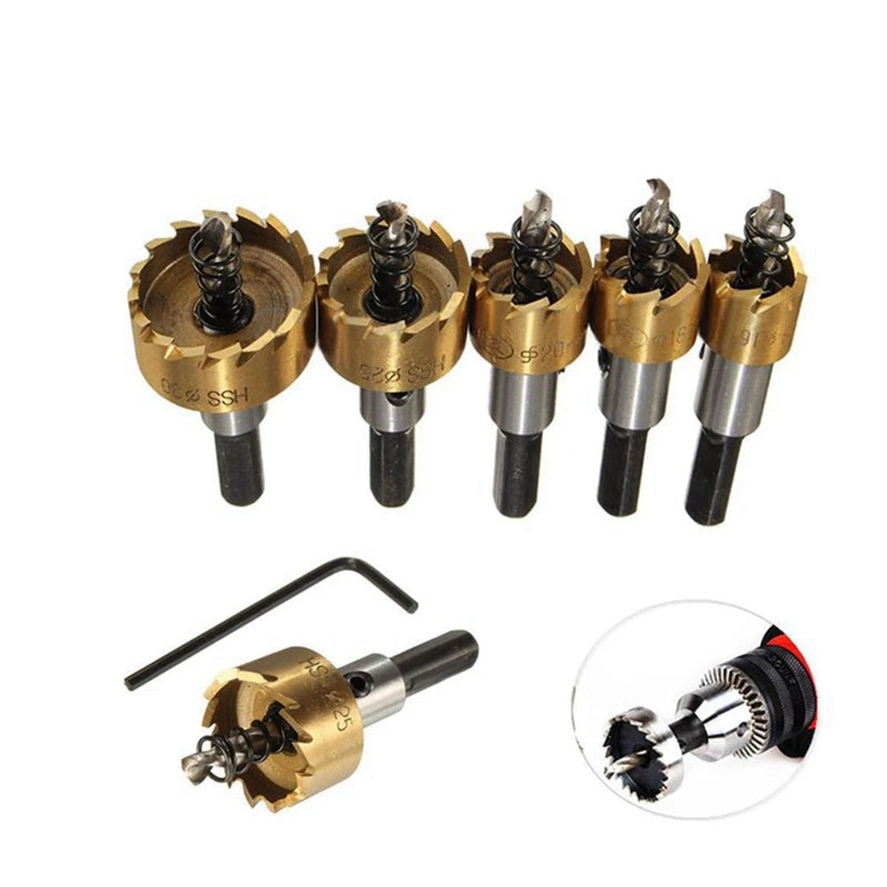 5-Piece Titanium HSS Hole Saw Drill Bit Set