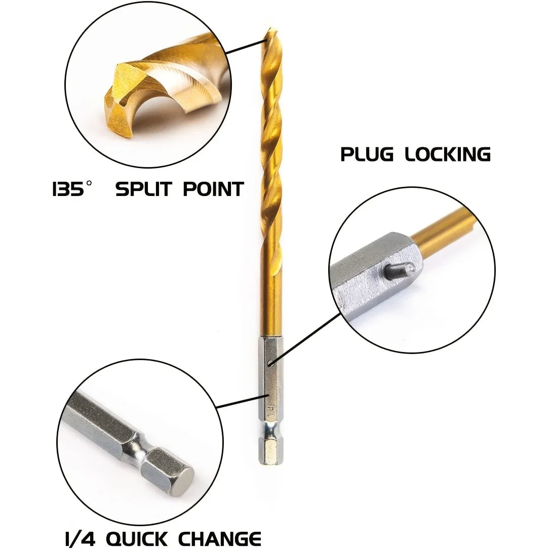 13-Piece Titanium HSS Drill Bit Set