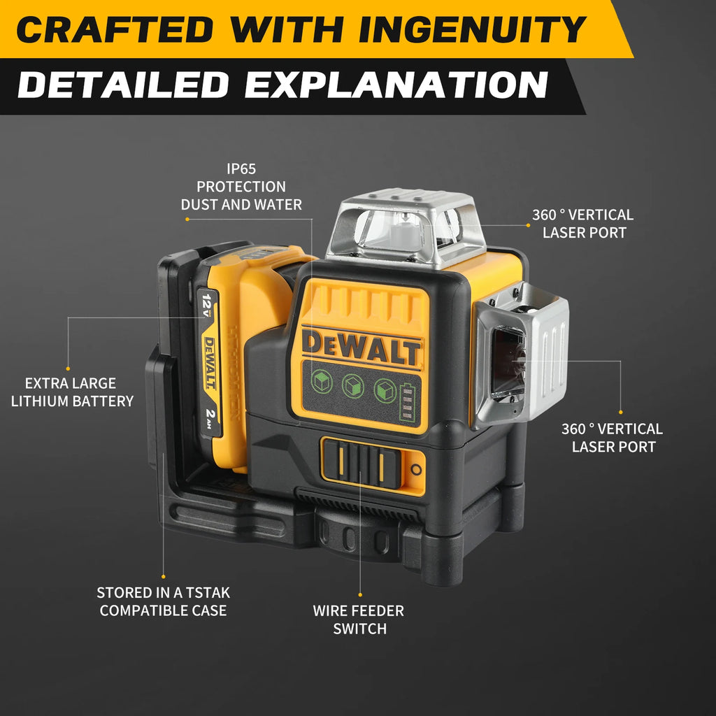 DEWALT DW089 12V Li-Ion 3×360° Green Laser Level