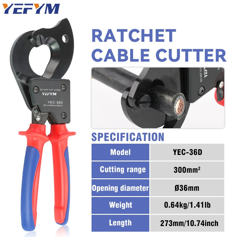Heavy-Duty Ratcheting Cable Cutters – Up to 240mm² Copper & Aluminium