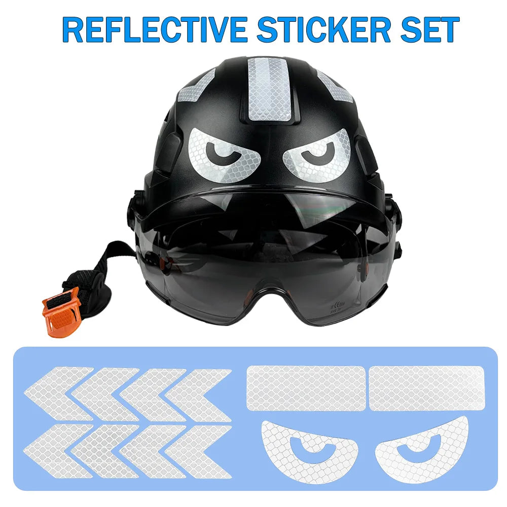 Construction Safety Helmet with Built-In Goggles & Earmuffs