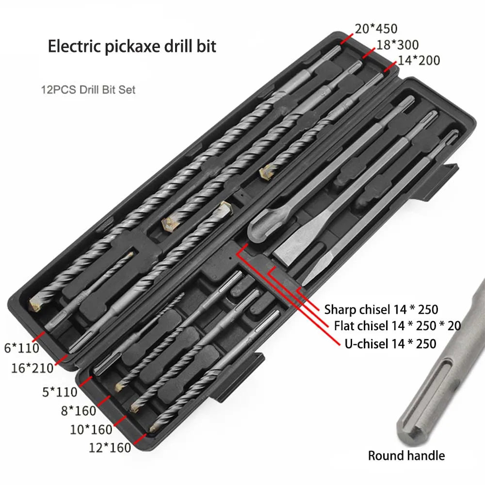 12-Piece SDS Plus Masonry Drill & Chisel Set