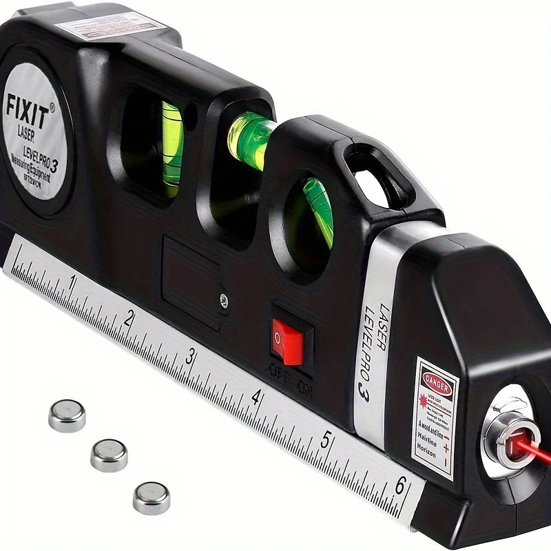 HOMEFISH Multipurpose Laser Level Tool with 8ft Measuring Tape