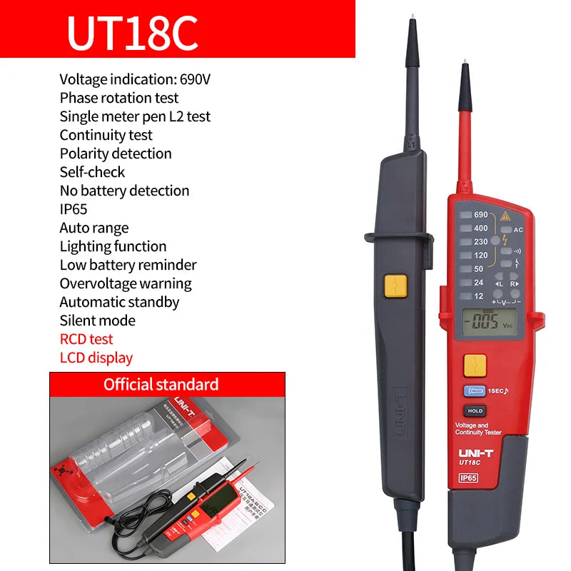 UNI-T UT18B / UT18D Voltage & Continuity Tester – 690V