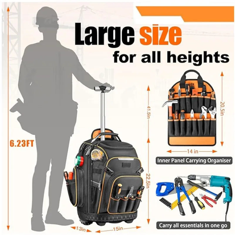 Heavy Duty Rolling Tool Backpack