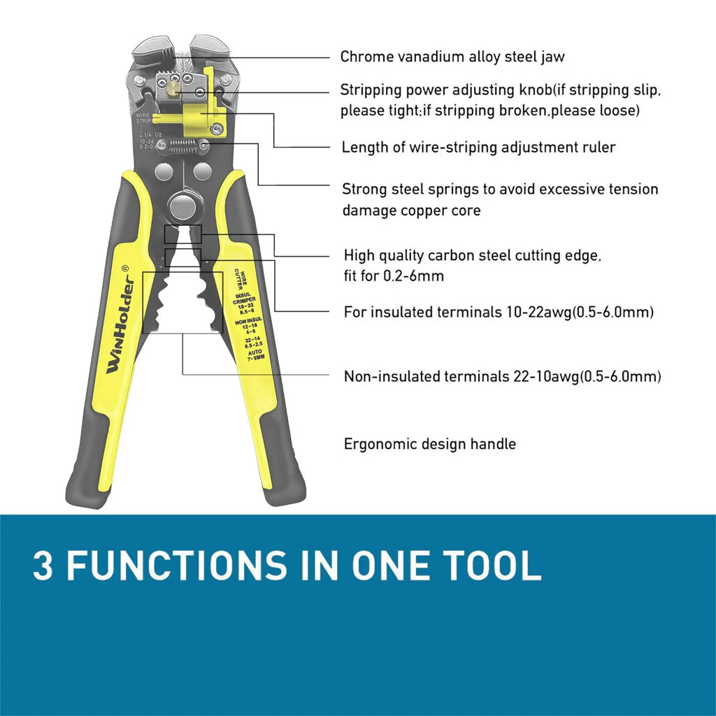 Professional Automatic Wire Stripper, Cutter & Crimper