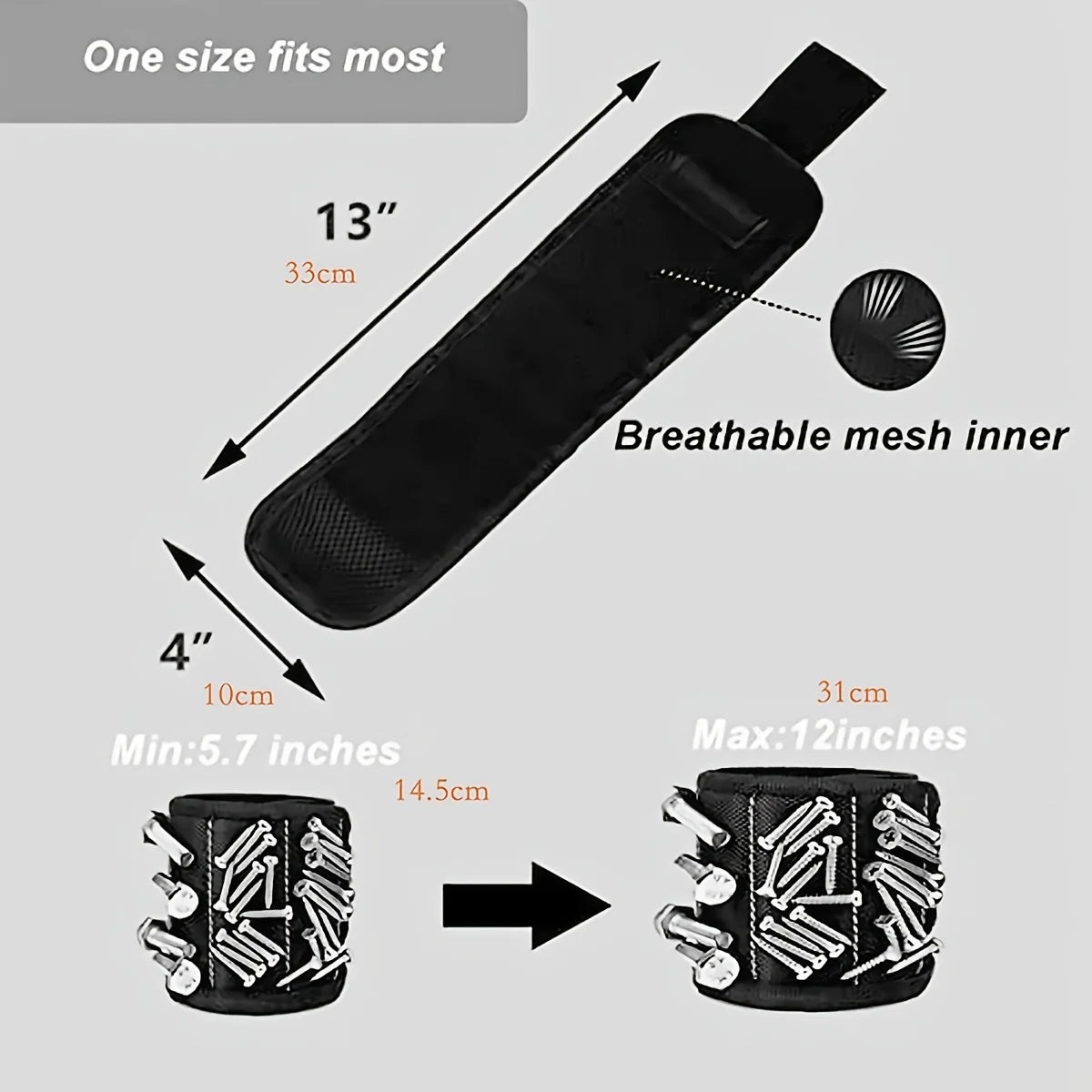 Magnetic Wristband Tool Holder – Strong Magnetic Wrist Strap for Screws & Drill Bits