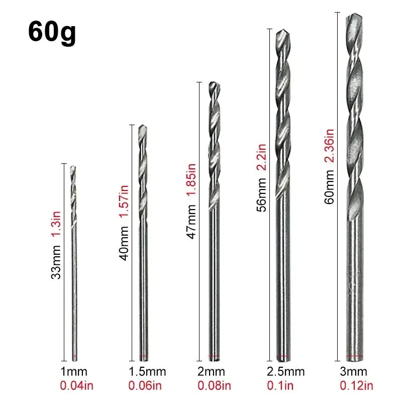 100-Piece Titanium HSS Drill Bit Set 1–3mm
