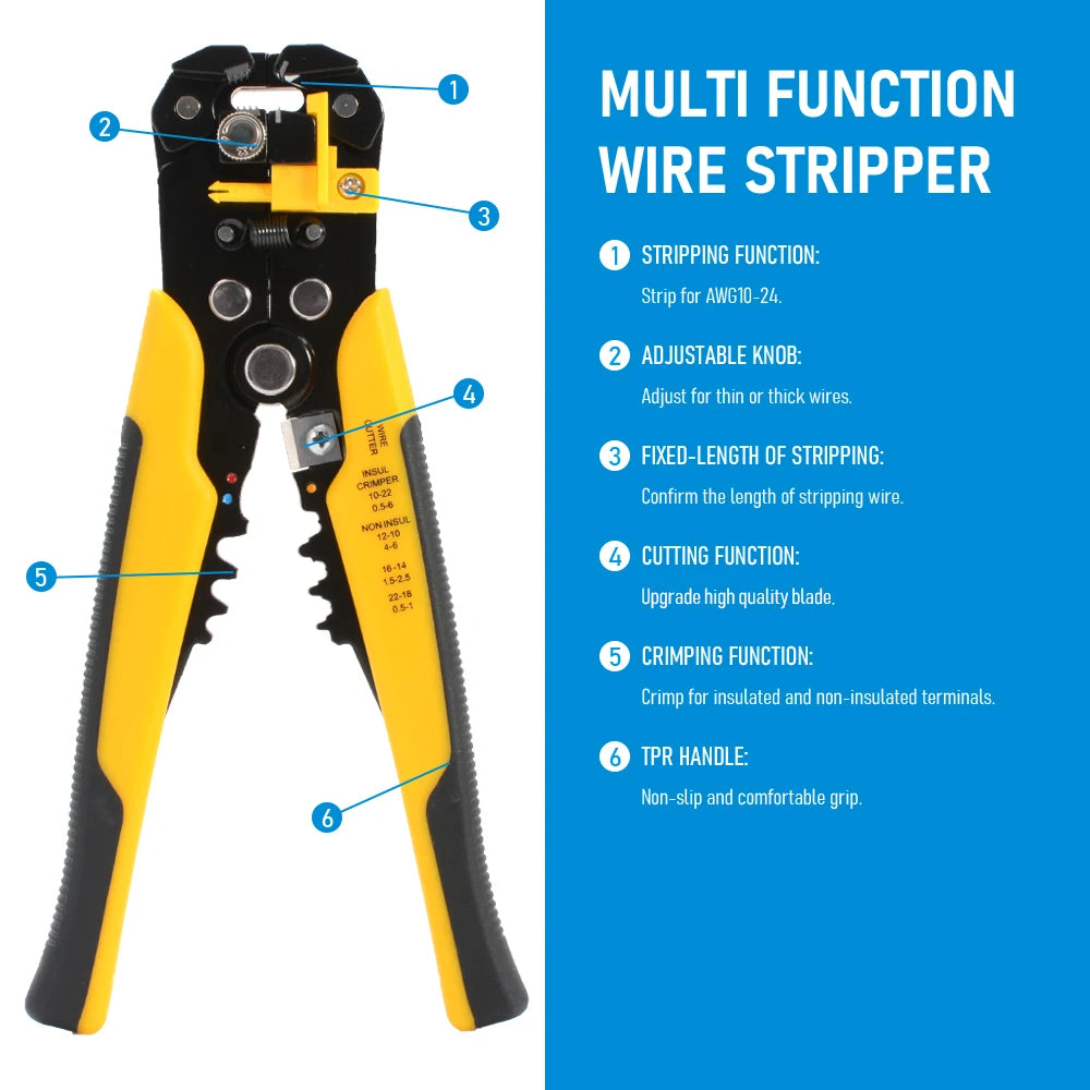Automatic Wire Stripper, Cutter & Crimper Tool