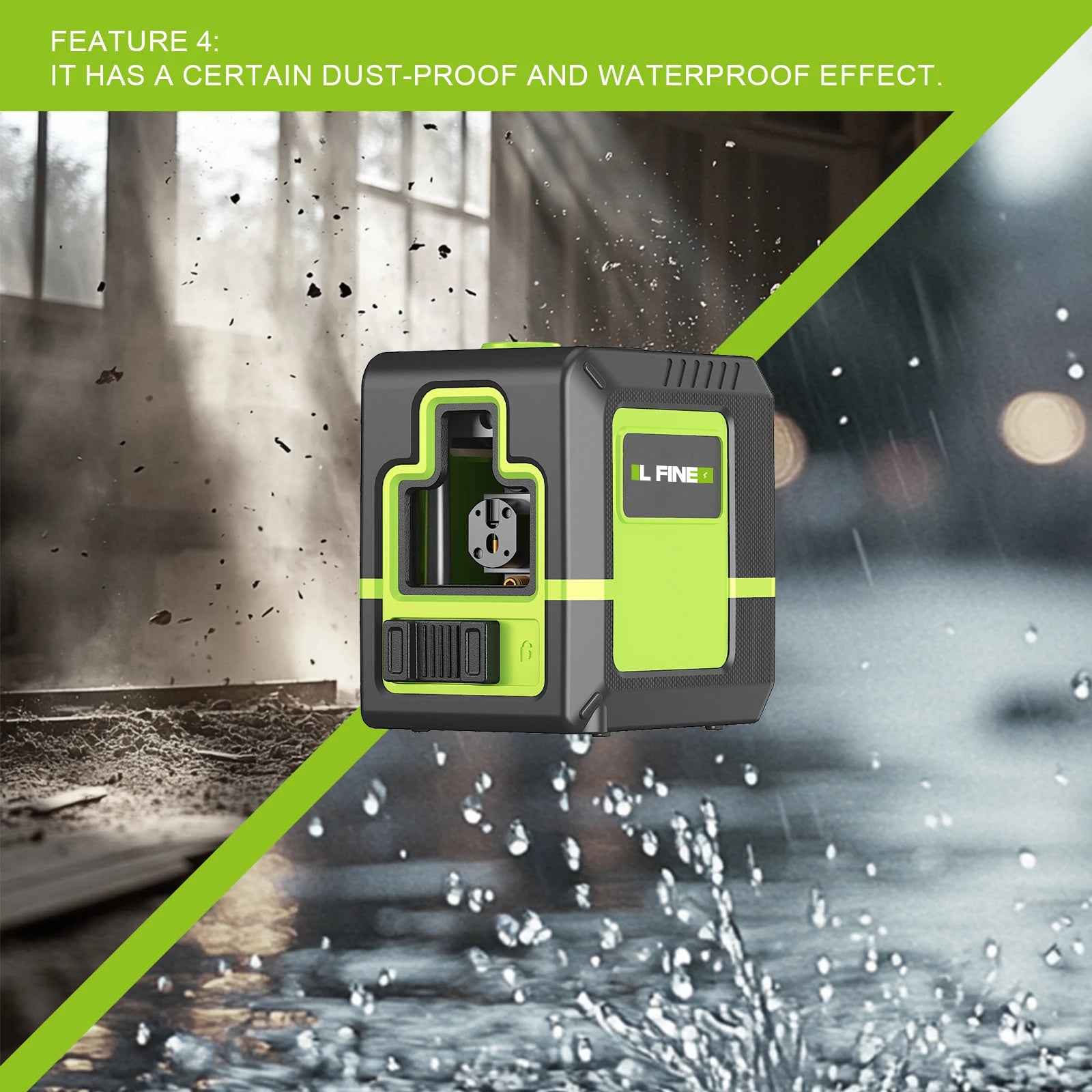 Lfine 360° Self-Levelling Green Laser Level – 2-Line Cross Laser