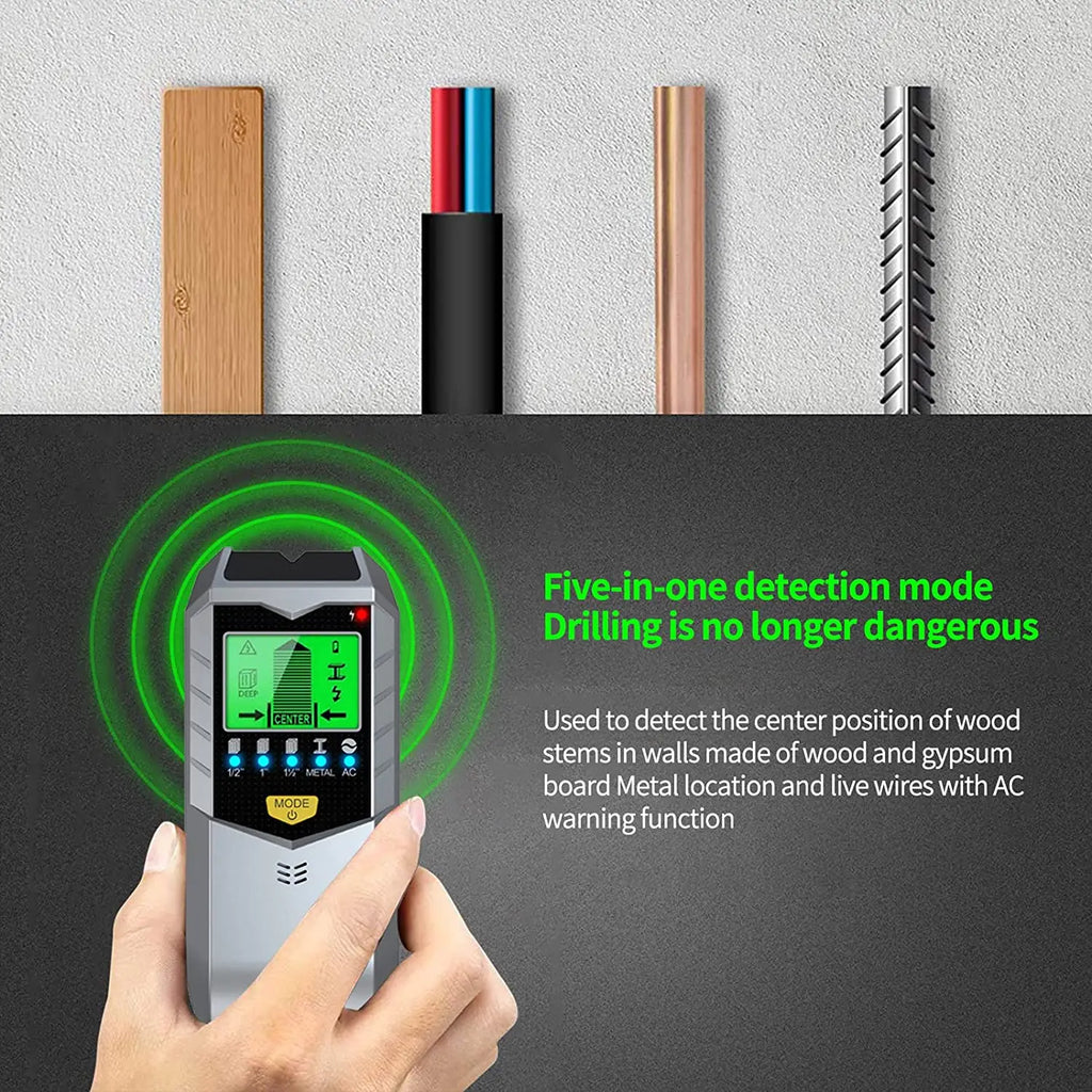 5-in-1 Wall Scanner & Stud Finder With Live Wire Detection