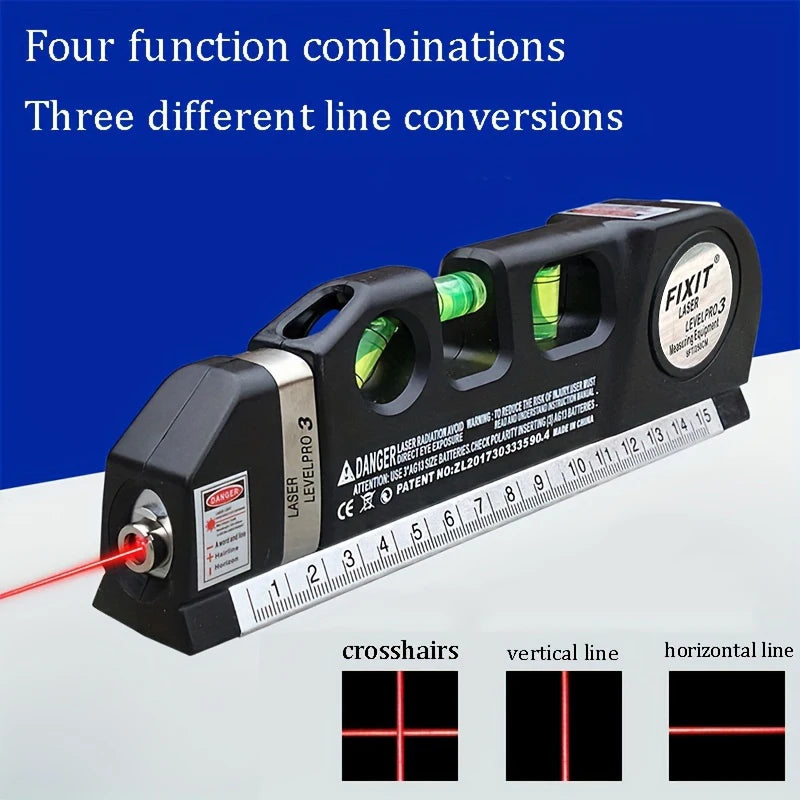 HOMEFISH Multipurpose Laser Level Tool with 8ft Measuring Tape