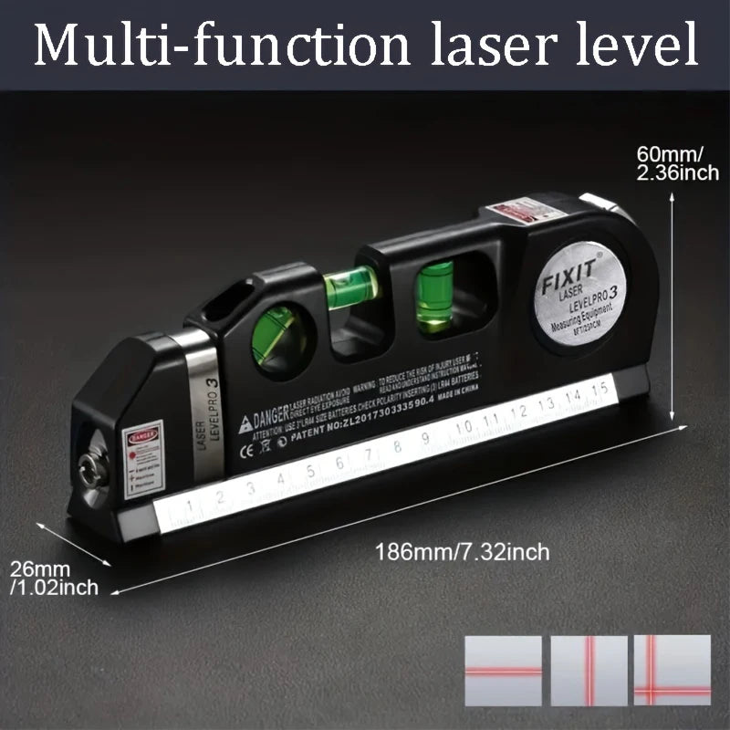HOMEFISH Multipurpose Laser Level Tool with 8ft Measuring Tape