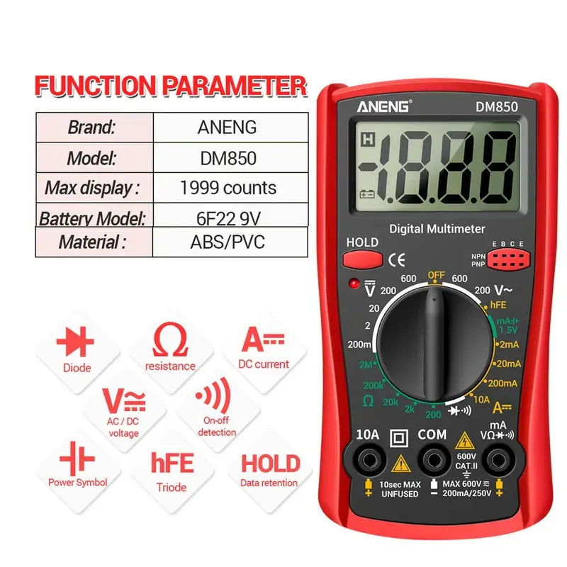 DM850 Professional Digital Multimeter – AC/DC Tester