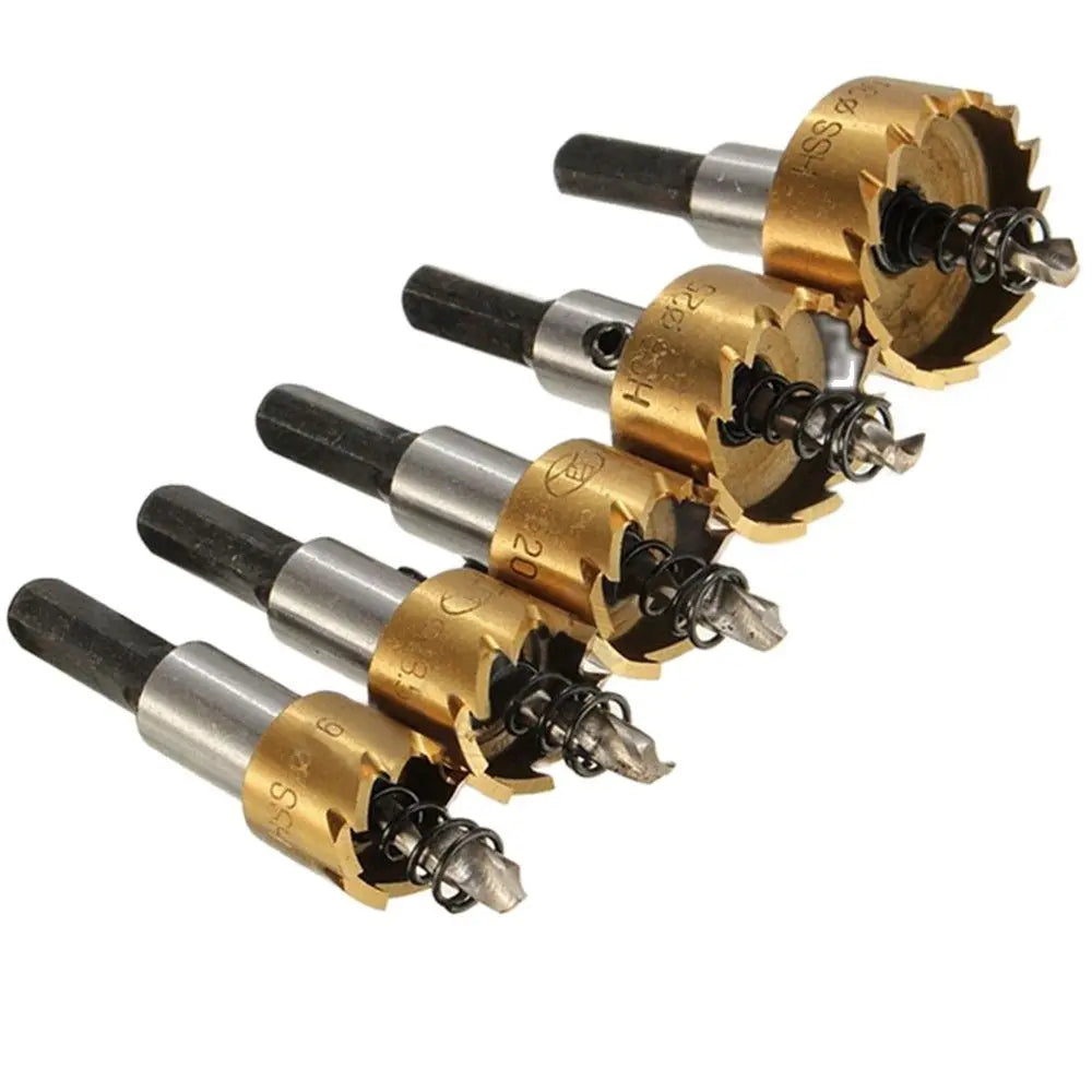 5-Piece Titanium HSS Hole Saw Drill Bit Set