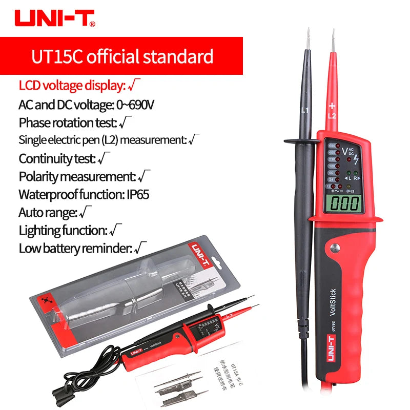 UNI-T UT18B / UT18D Voltage & Continuity Tester – 690V