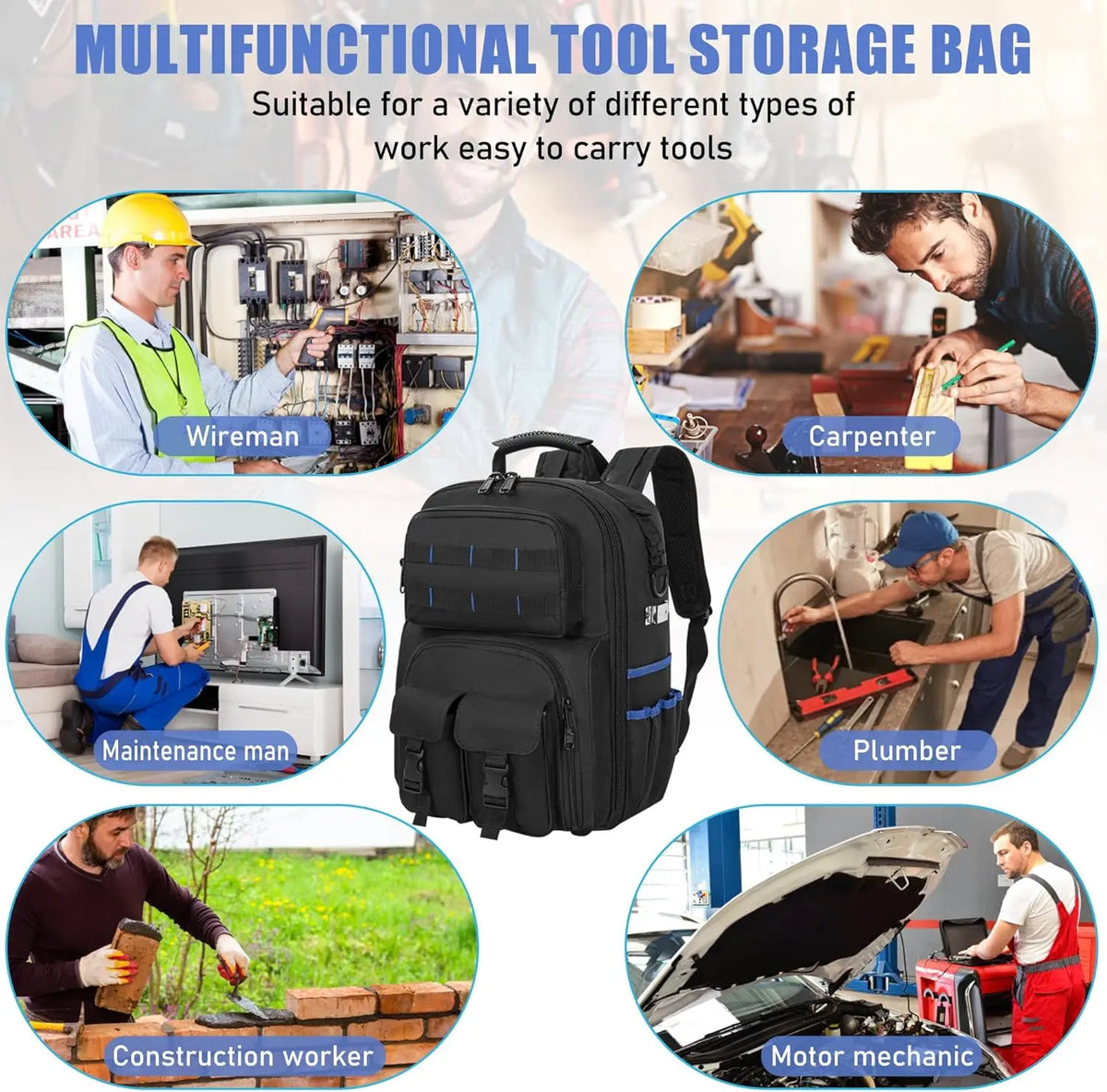 Heavy Duty Electrician Tool Backpack