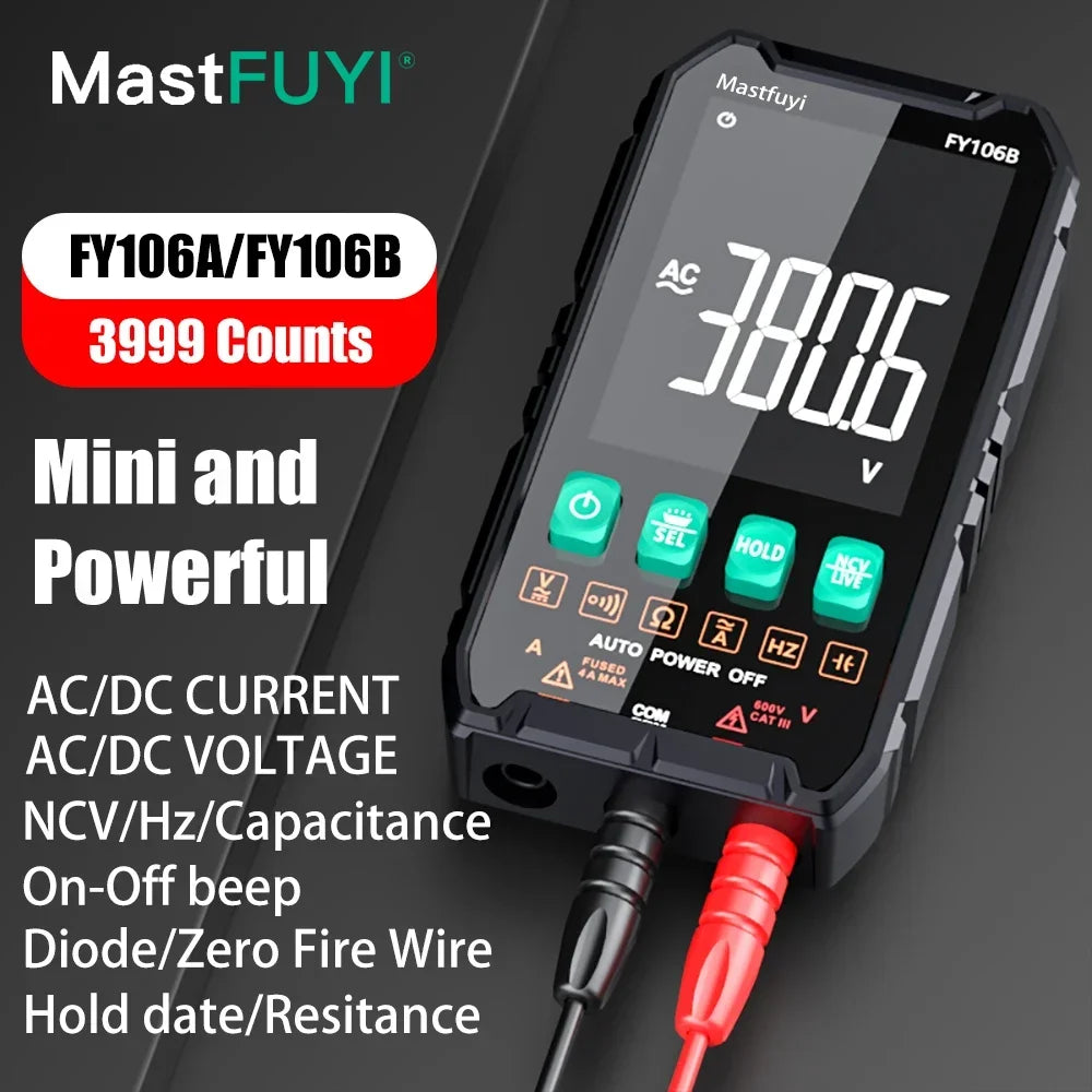 MASTFUYI Smart Mini Digital Multimeter – Professional AC/DC Electrical Tester