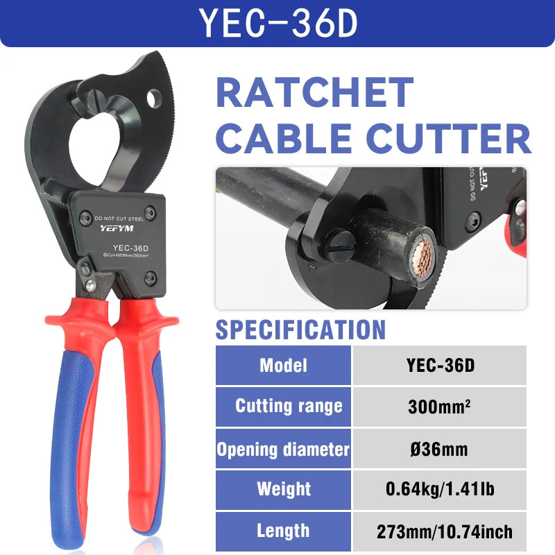 Heavy-Duty Ratcheting Cable Cutters – Up to 240mm² Copper & Aluminium