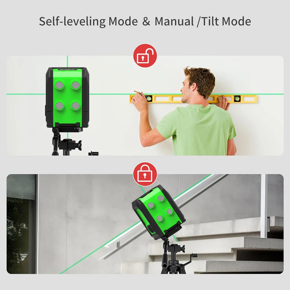 HILDA 2-Line Green Laser Level with Magnetic Bracket