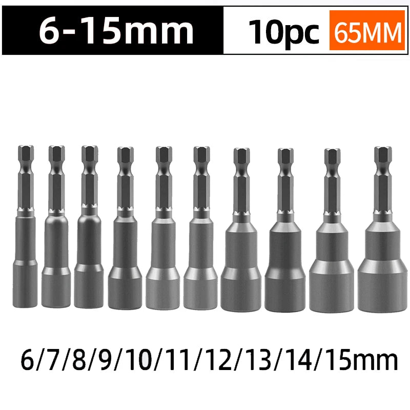 6–19mm Magnetic Nut Driver Bit Set
