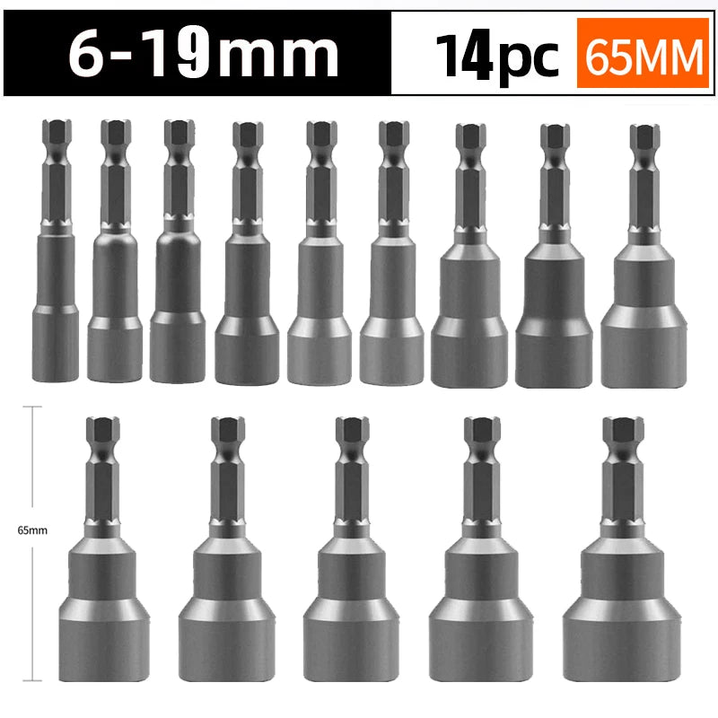 6–19mm Magnetic Nut Driver Bit Set