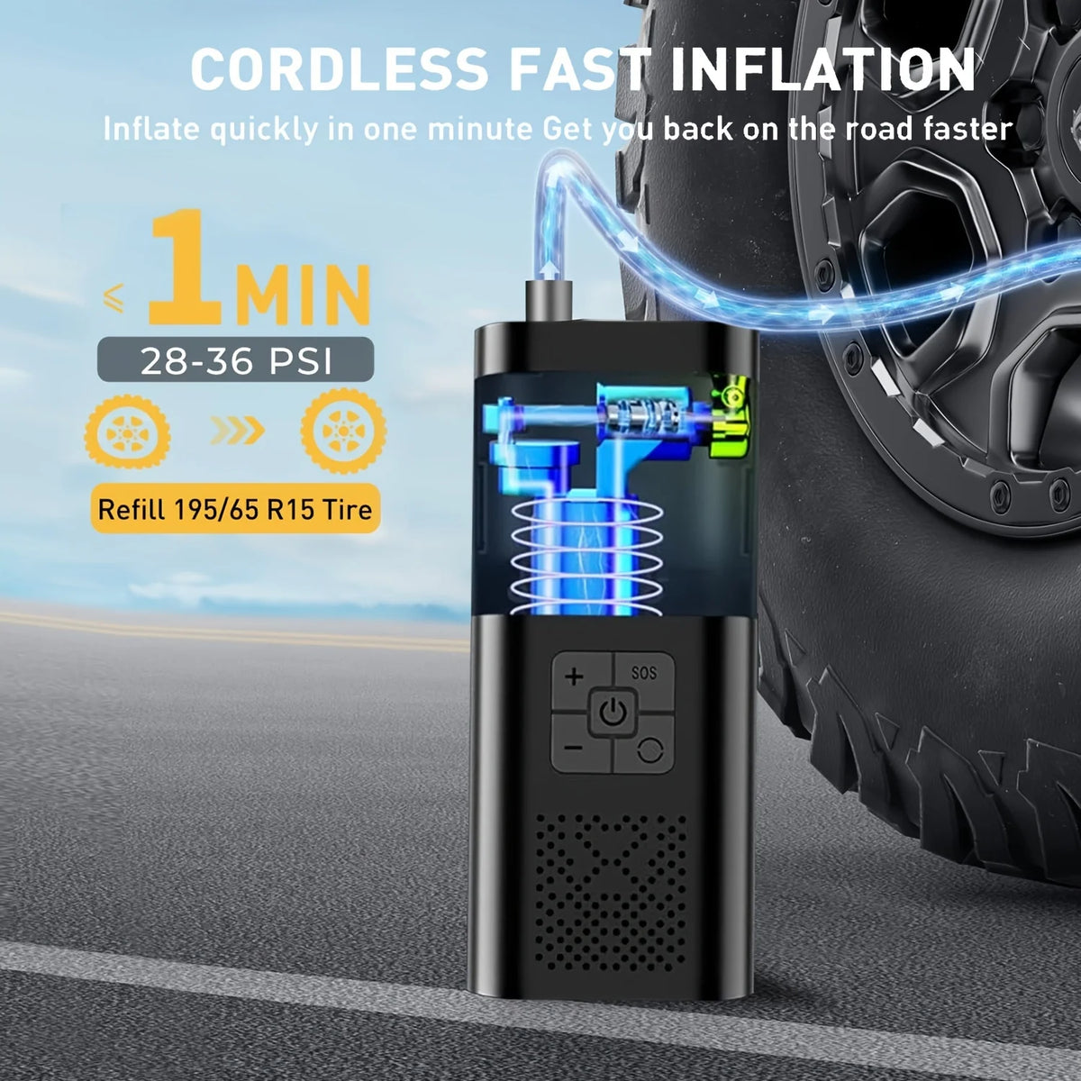 Portable Cordless Car Tyre Inflator – 150 PSI