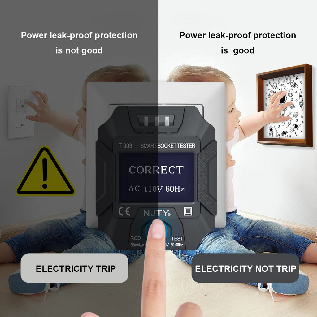 NJTY T003 Smart Socket Tester with LCD Display & RCD Safety Test